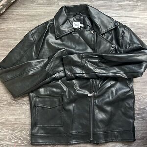 Black Faux Leather Jacket princess Polly
